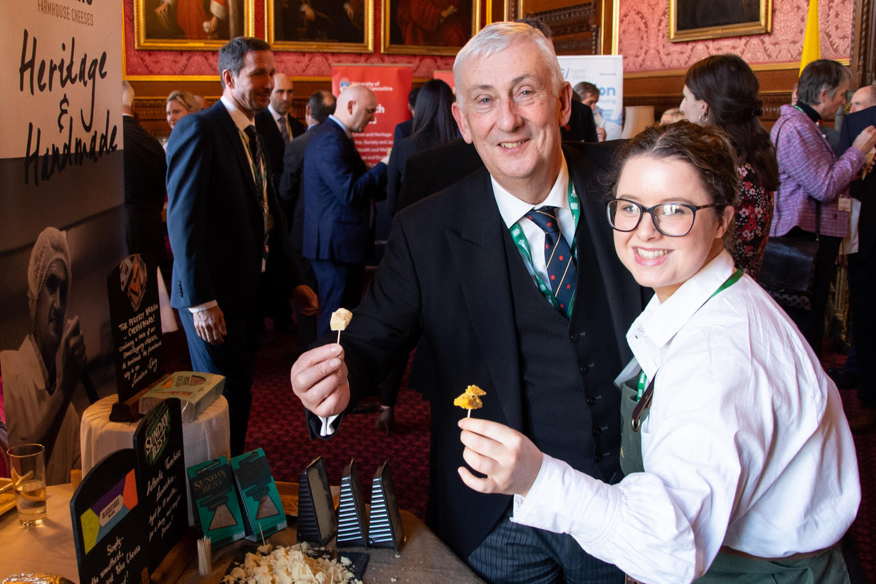 Photo caption: Sir Lindsay Hoyle, Speaker of the House of Commons meets Jodie Walsh from Butlers Farmhouse Cheeses in Preston. Credit: ©UK Parliament/Andy Bailey