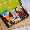 The Perfect British Valentine's Cheeseboard with Crackers & Chutney in an open box that can be sent through the post.