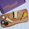 Butlers Perfect British cheeseboard for 2 people. Three British cheeses made at Butlers including Blacksticks Blue, Button Mill and Sunday Best complete with crackers and relish. This cheese gift comes in a box that can easily fit through a letterbox.