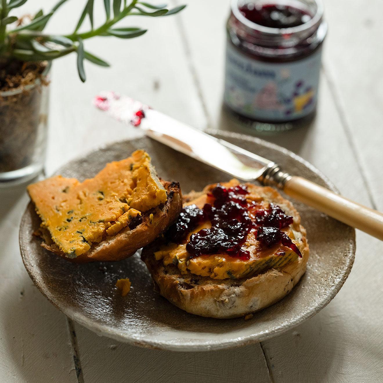 Blacksticks Blue Cheese serving suggestion on hot cross buns. The best blue cheese available from the Butlers Cheese Store