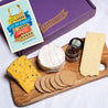 Father's Day Perfect British Cheeseboard with Crackers & Chutney, showing Dad You're Simply Grate card and letterbox packaging